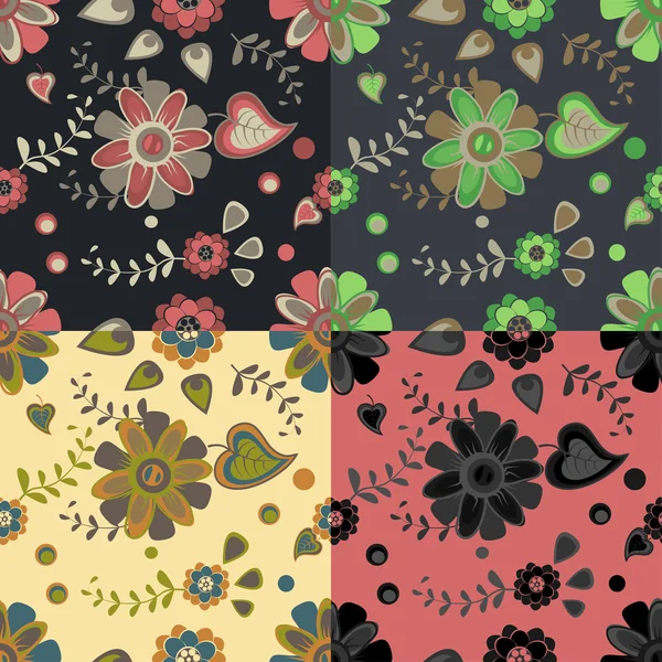 Uppsättning med blommiga mönster — Stock vektor