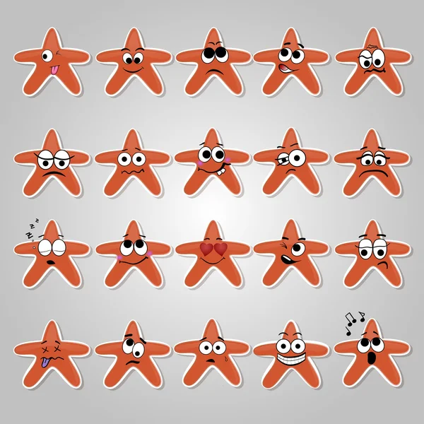 Un ensemble d'étoiles vectorielles aux émotions hilarantes et tristes — Image vectorielle