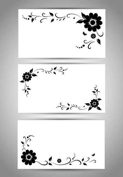 Frames with black flowers — Stock Vector