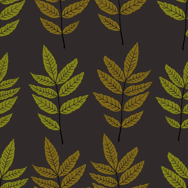 Patrón vectorial de otoño con hojas de ceniza de montaña — Vector de stock