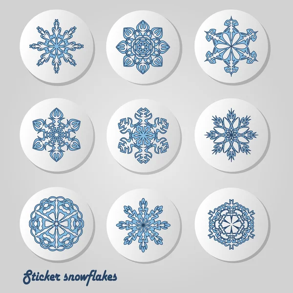 Vector pegatina copos de nieve — Vector de stock