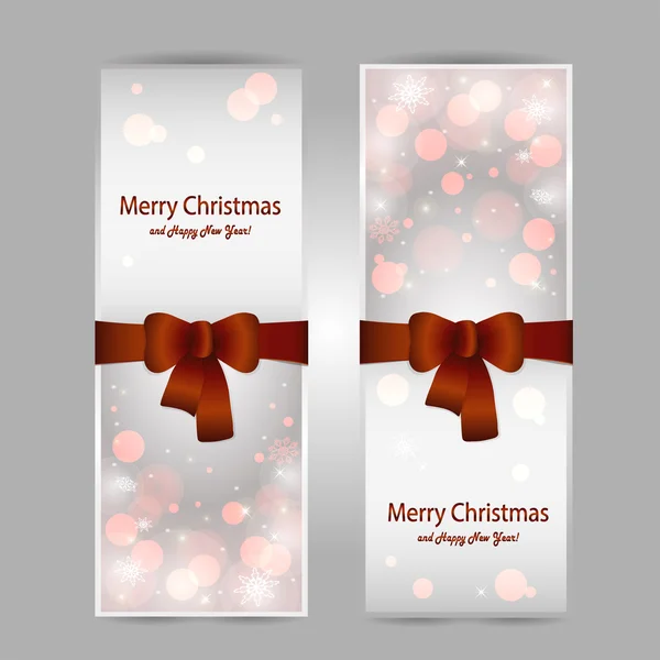 Biglietto di auguri natalizio con fiocco rosso — Vettoriale Stock