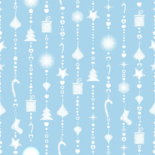 S seamless pattern on a blue background with white garlands — Stock Vector