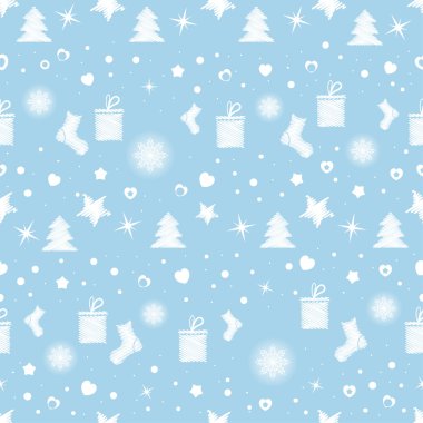 Noel beyaz oyuncaklar ile seamless modeli