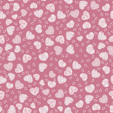 pembe bir arka plan üzerinde beyaz küçük kalpler ile Seamless Modeli