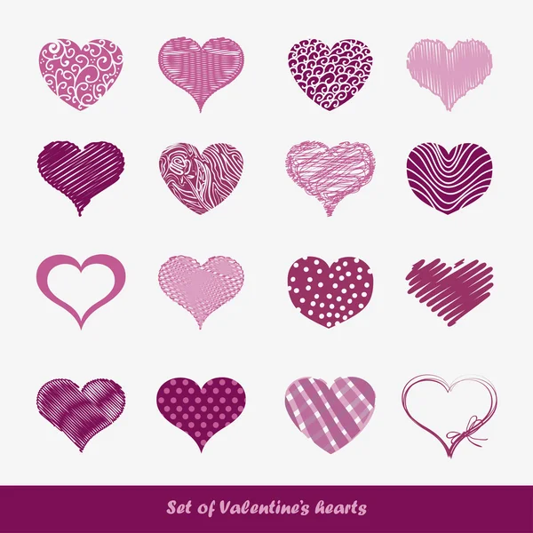 Conjunto de adesivos corações de Valentim — Vetor de Stock