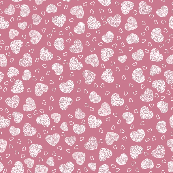 Seamless pattern with small white hearts on a pink background — Stock Vector