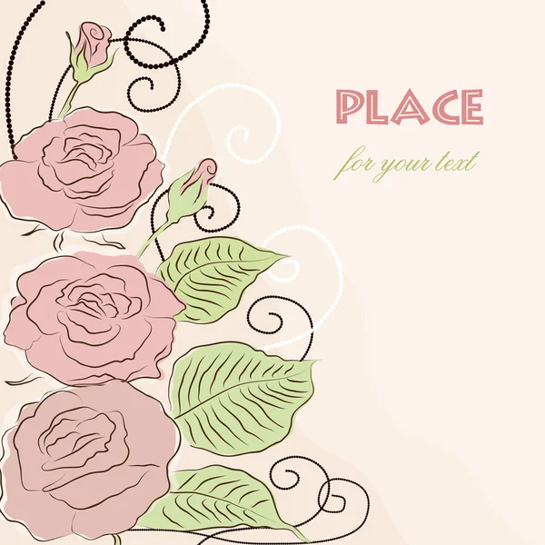 Fondo vectorial con rosas rosadas — Vector de stock