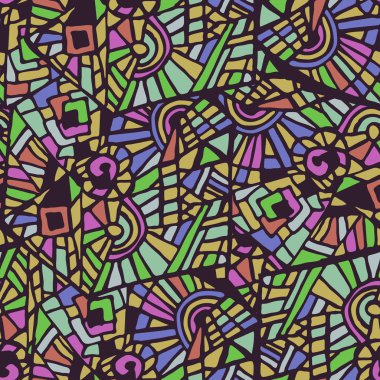 Dikişsiz soyut mozaik yeşil renkli desen