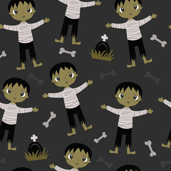 Halloween Seamless Pattern Zombies Pattern Scrapbooking Wallpaper Children Children Clothing — Stock Vector