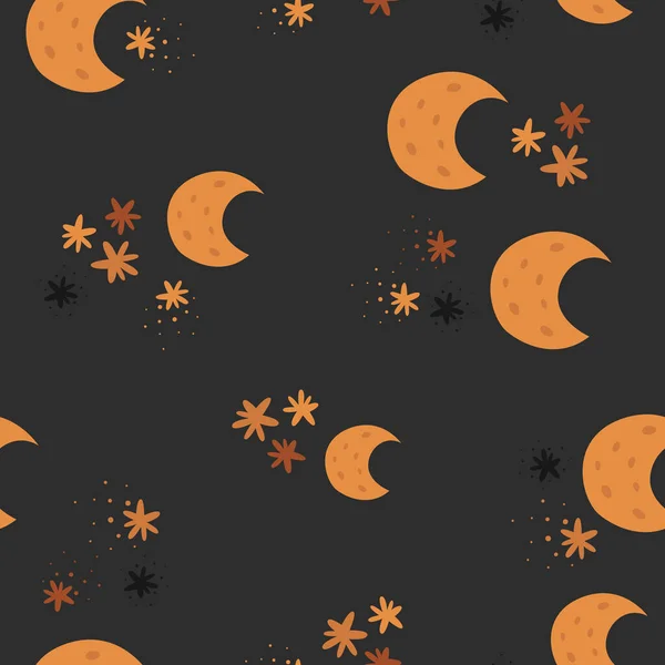 Patrón Sin Costuras Halloween Con Lunas Patrón Para Scrapbooking Papel — Archivo Imágenes Vectoriales