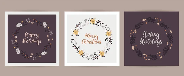 Christmas Set Christmas Cards Christmas Illustrations Printable Cards Templates — Stock Vector