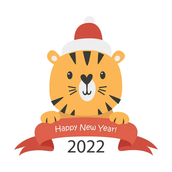 Şirin 2022 Yeni Yıl Sembolü Kaplan. — Stok Vektör