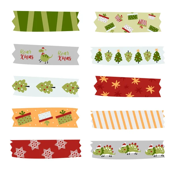 Christmas cacti washi tapes collection — Stock Vector