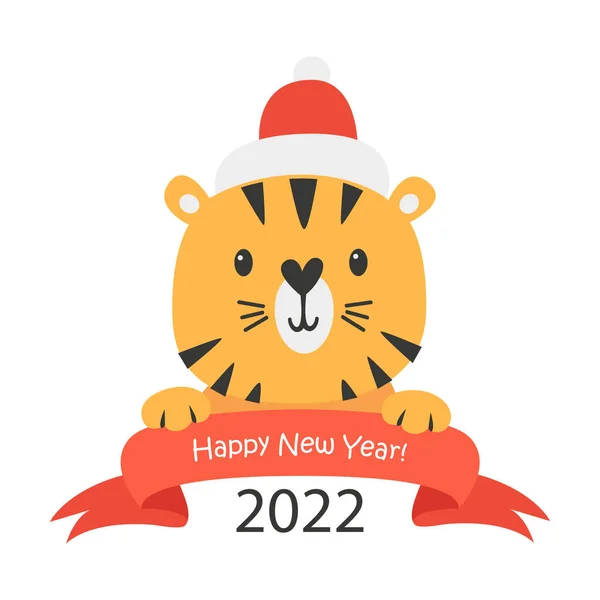 Lindo año nuevo 2022 símbolo tigre. Vector De Stock