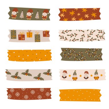 Noel washi kaset koleksiyonu. Vektör