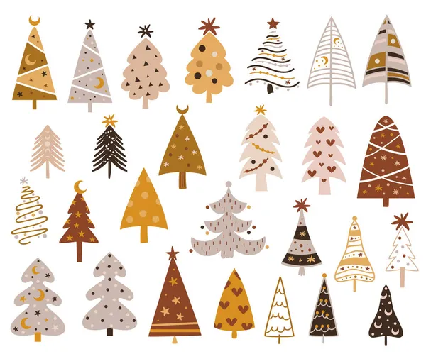 Coleção de árvore de Natal Boho. —  Vetores de Stock
