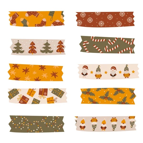 Christmas washi tapes collection. Vector — Stock Vector