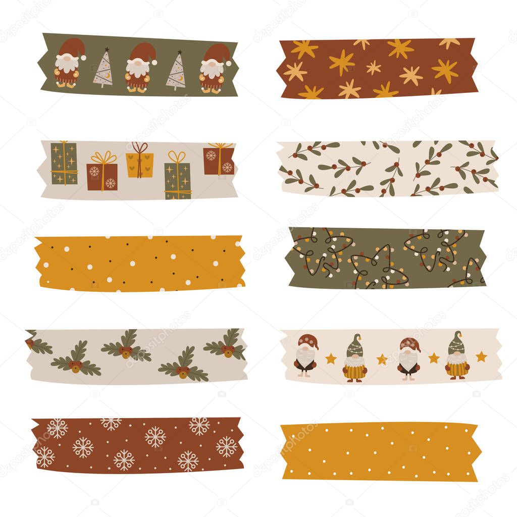 Christmas washi tapes collection. Vector