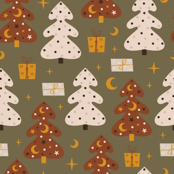 Modèle sans couture avec des arbres de Noël. — Image vectorielle