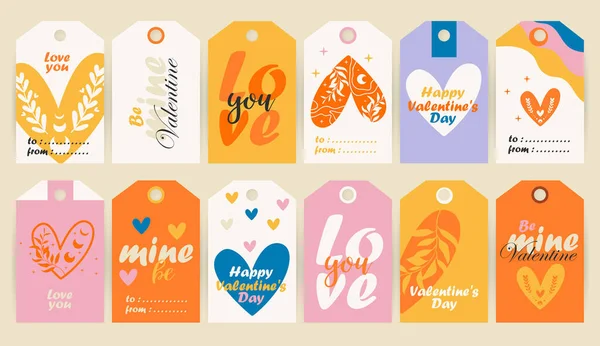 Set of retro valentines day tags. — Stock Vector