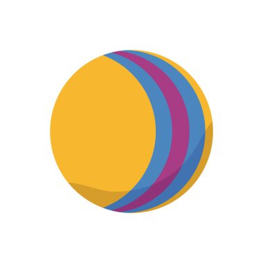 Çizgi film topu. Çocuklar için renkli bir spor sahası. Evcil hayvanlar için izole edilmiş bir oyuncak. Doodle oyun ekipmanı. Çizgili soyut çember şekli. Vektör çocuklar eğlence aktivitesi aksesuarı