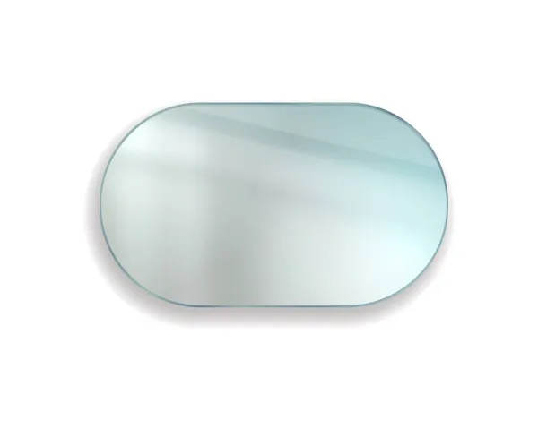 Ampio specchio realistico per bagno. Superficie sfocata riflettente ovale. Decorazione lucida della parete. Elemento di arredo bagno interno minimalista isolato. Mockup mobili vettoriali — Vettoriale Stock