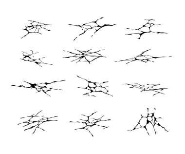 Döşeme çatalı. Karikatür deprem zemin delikleri. Kara kırıkları ve kanyon yarıkları. Beton kırıkları ve oyun hasarı koleksiyonu. Çimento erozyon şablonları. Vektör yüzeyi bölünme ayarları