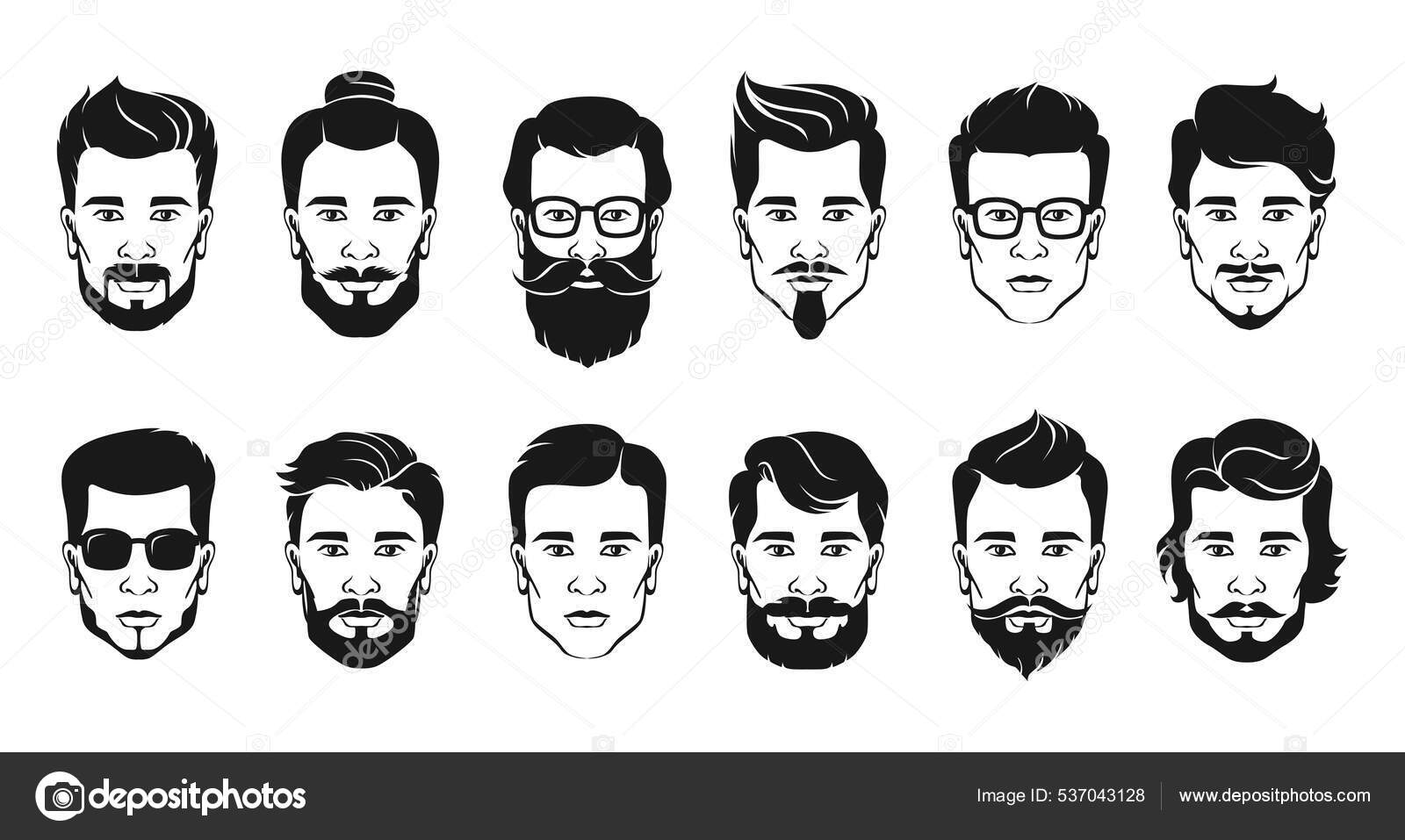 Cheveux DiffÃ©rents Types De Barbes Image Vectorielle Face Barbu Coiffures  Et Barbes Profils, image size:1600x957