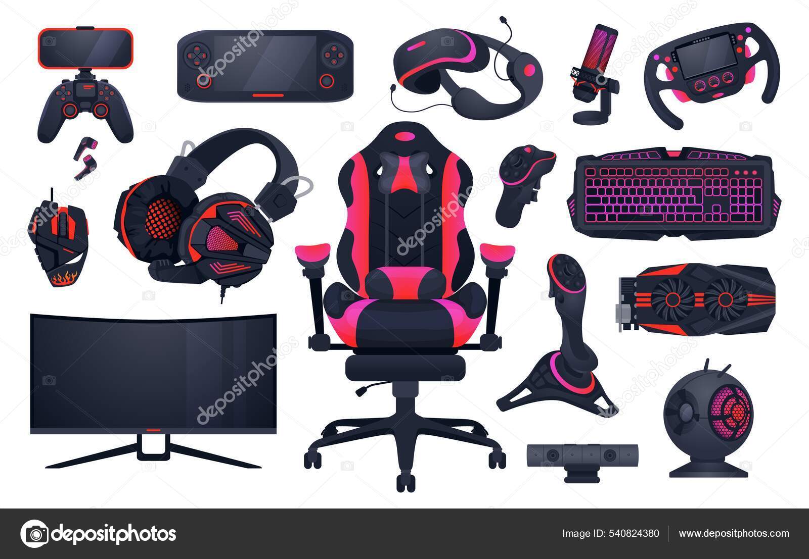 Game accessories. Professional gaming and IT profession equipment