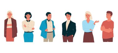 Arrogant people. Angry cartoon characters with bored and selfish face expressions, self confident and proud persons. Vector isolated set