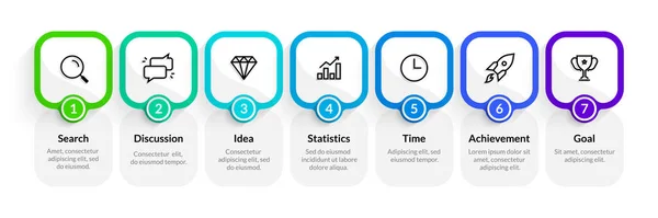 Process diagram. Flowchart graphic template, evolution sequence infographic, simple option process chart. Vector step timeline diagram — Vettoriale Stock