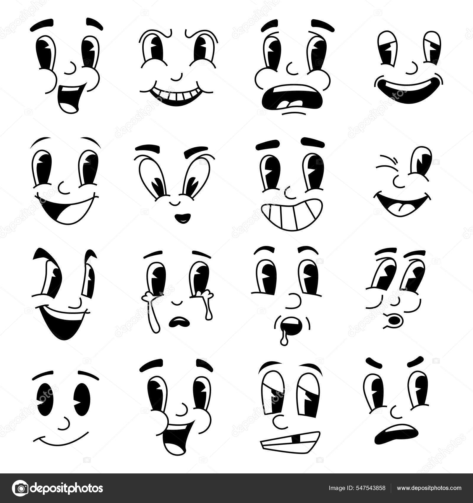 Expresiones de cara de dibujos animados en pegatinas cara