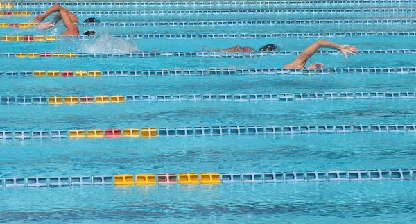 Piscina e nadadores — Fotografia de Stock