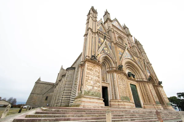 Orvieto Cathedral Umbrië Italië Groothoek — Stockfoto