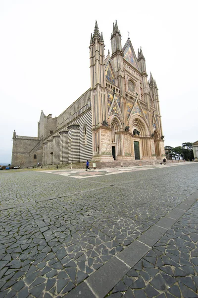 Orvieto Cathedral Umbrië Italië Groothoek — Stockfoto