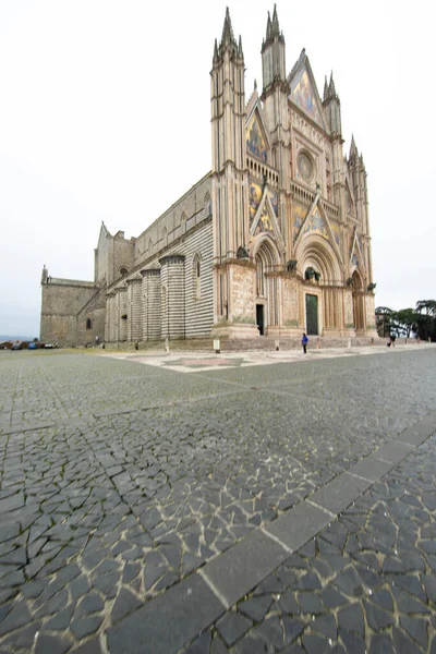 Orvieto Cathedral Umbrië Italië Groothoek — Stockfoto