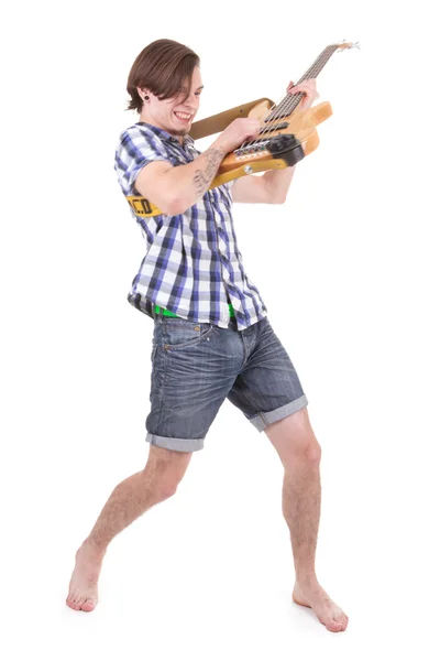 Guy with a bass guitar — Stock Photo, Image