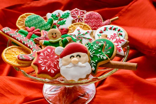 Homemade Decorated Gingerbread Cookies Christmas Concept Copyspace — Stock Photo, Image