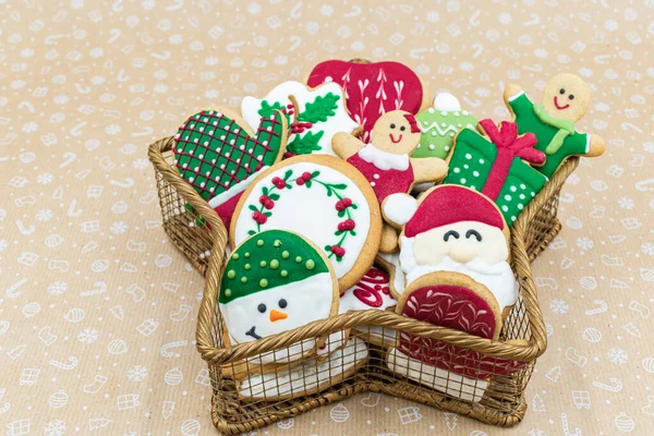 Tasty Homemade Christmas Gingerbread Cookies Severd Star Shaped Bowl — Stock Photo, Image