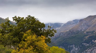 Sibillini 'nin arkasında sonbahar renkleri