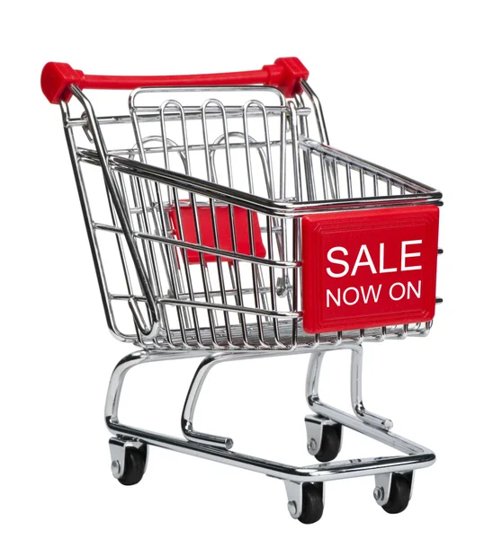 "Sale now on" shopping cart — Stock Photo, Image