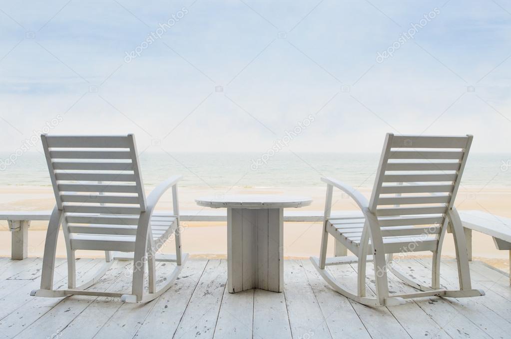 White rocking chairs