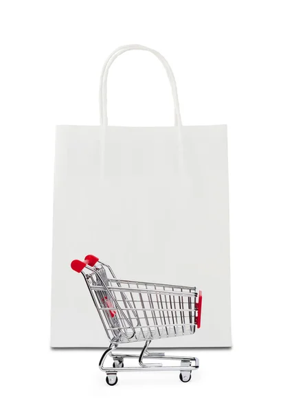 Shopping bag with cart — Stock Photo, Image