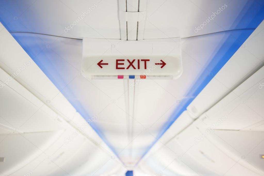 Exit sign in modern jet