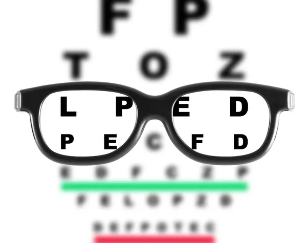 Eyeglasses with eye chart — Stock Photo, Image