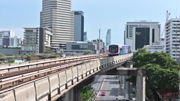 Bangkok Tailandia Octubre 2021 Tránsito Masivo Bangkok Skytrain Bts — Vídeos de Stock