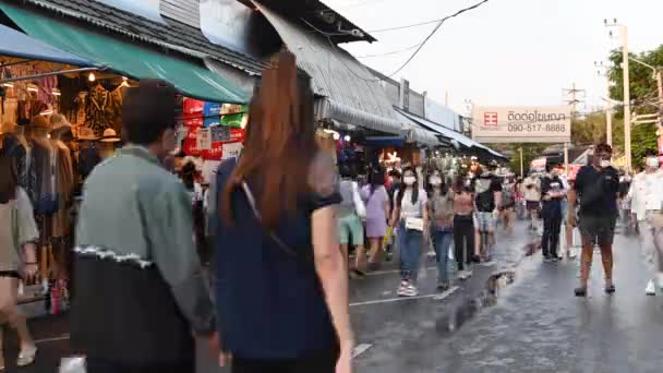 Bangkok Thailand November 2021 Time Lapse Tourist Wear Chirurgisch Masker — Stockvideo