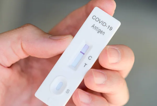 Rapid Antigen Test Kit Negative Result Swab Covid Testing — Stock Photo, Image