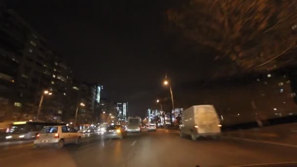 Bukarest nattetid — Stockvideo